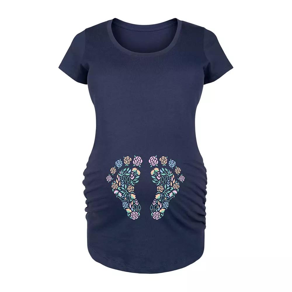Maternity Floral Footprint Belly Graphic Tee, Women's,  Product Image