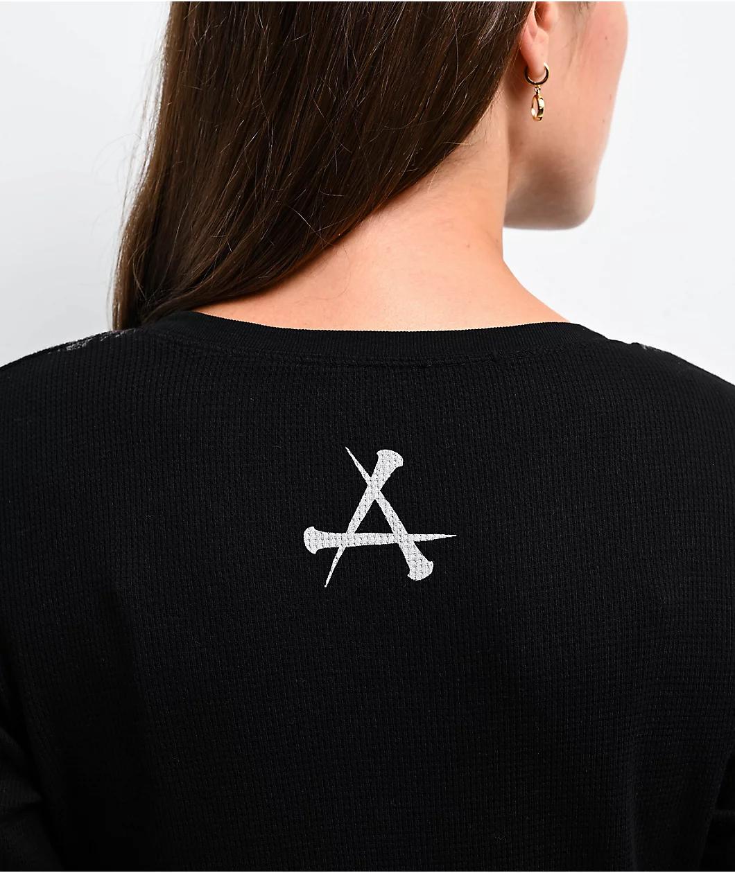 Affliction Detail Black Thermal Long Sleeve T-Shirt Product Image
