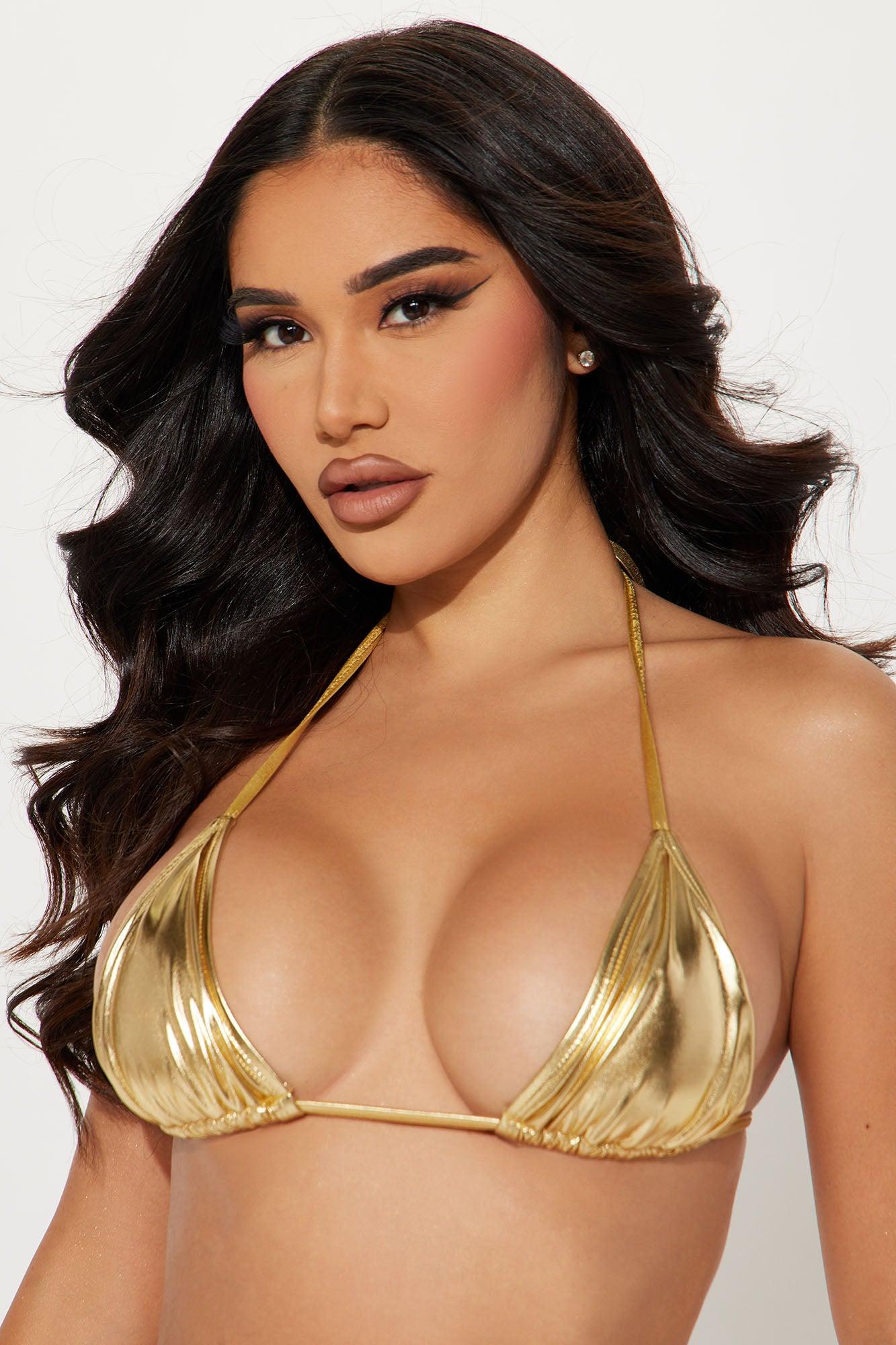 Maui Mix And Match Metallic Triangle Bikini Top - Gold Product Image