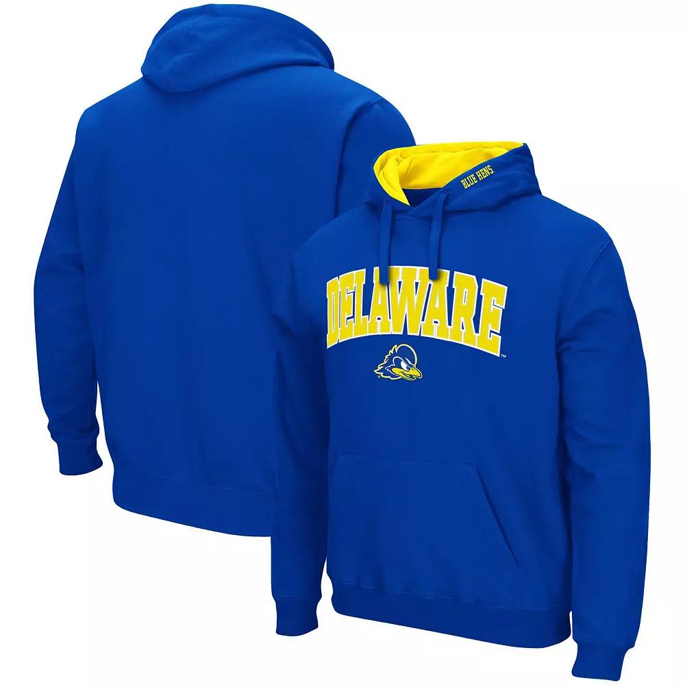 Men's Colosseum Royal Delaware Fightin' Blue Hens Arch and Logo Pullover Hoodie,  Product Image