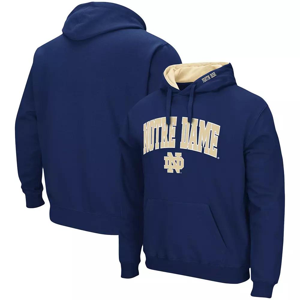 Men's Colosseum Navy Notre Dame Fighting Irish Arch & Logo 3.0 Pullover Hoodie,  Product Image