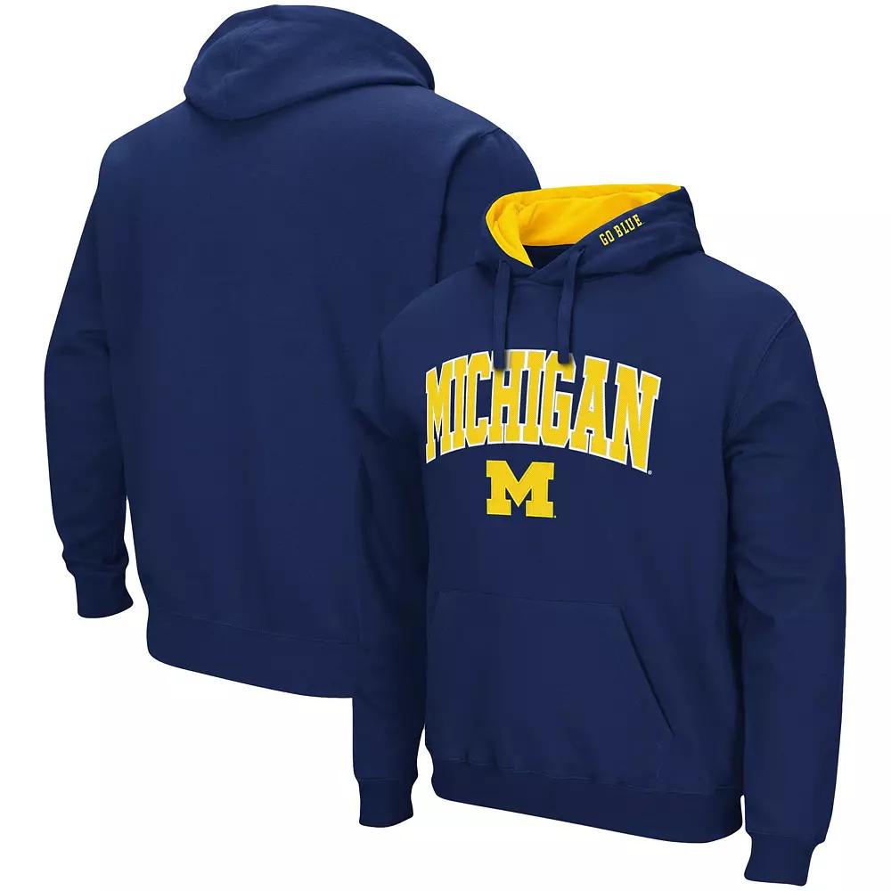 Men's Colosseum Navy Michigan Wolverines Arch & Logo 3.0 Pullover Hoodie,  Product Image