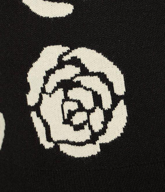 Evolutionary Long Sleeve Crewneck Rose Jacquard Printed Sweater Product Image