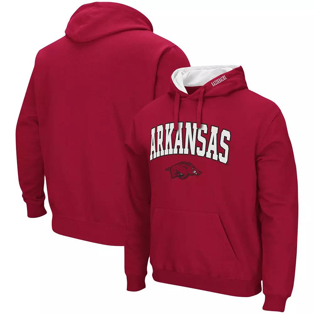 Men's Colosseum Cardinal Arkansas Razorbacks Arch & Logo 3.0 Pullover Hoodie,  Product Image