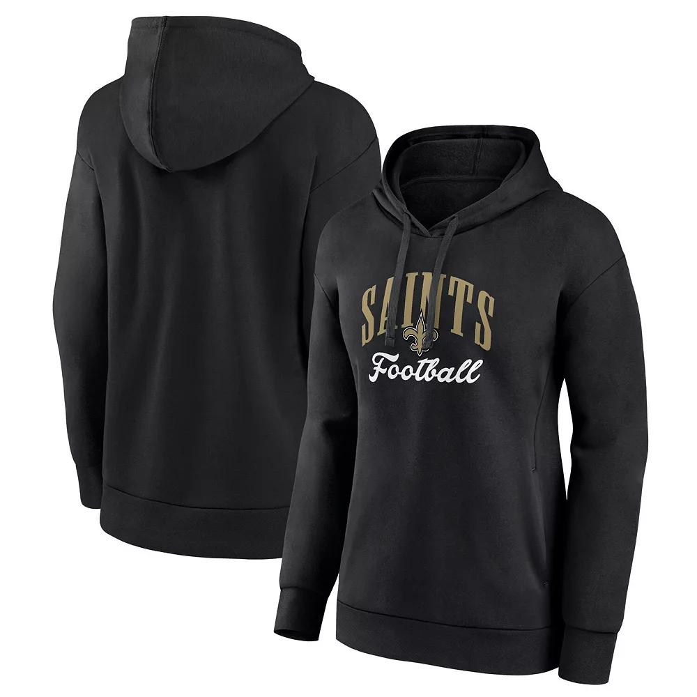 Women's Fanatics Black New Orleans Saints Team Logo Victory Script Pullover Hoodie, Size: 2XL Product Image