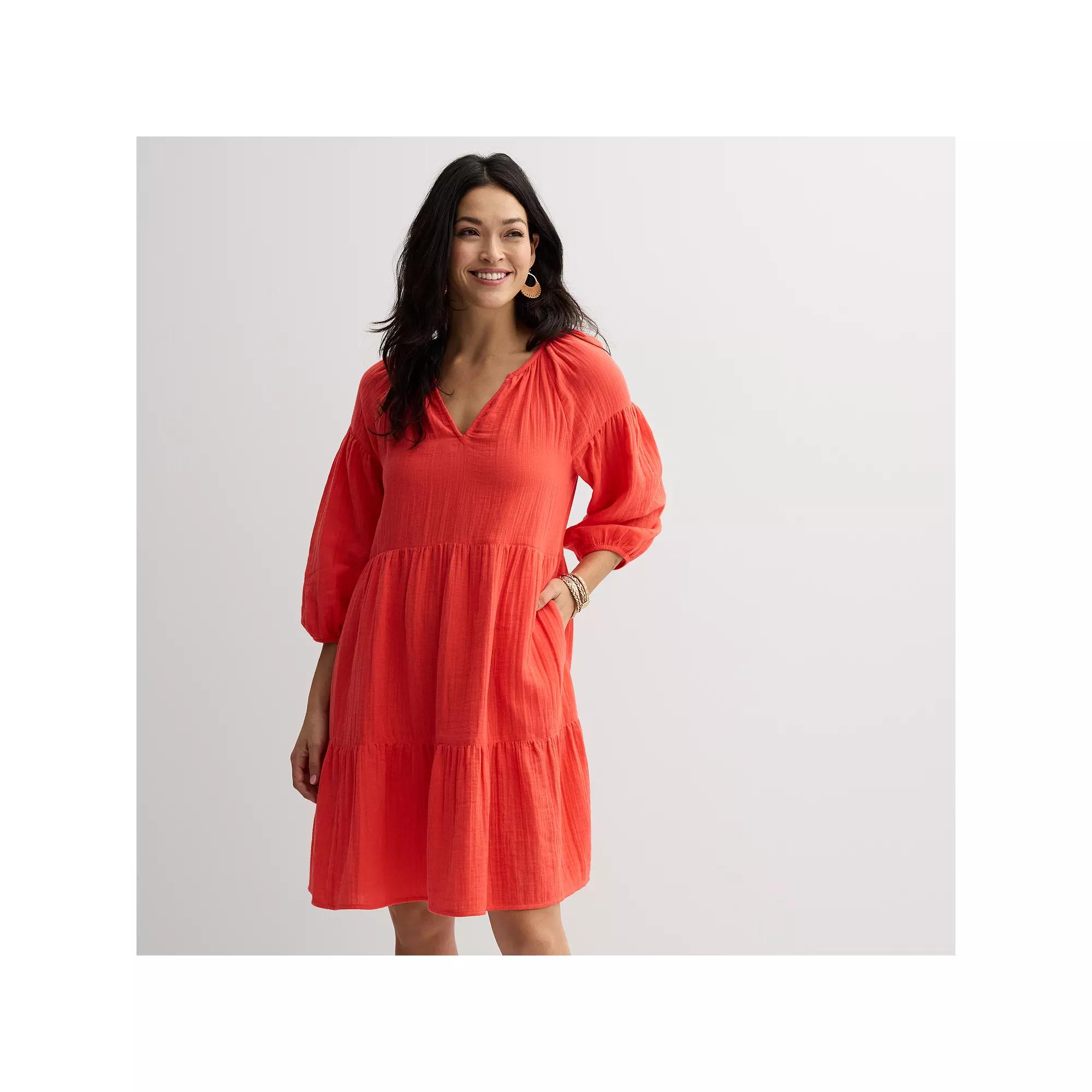 Women's Sonoma Goods For Life® Elevated Tiered Babydoll Dress, Size: XS, Blissful Product Image