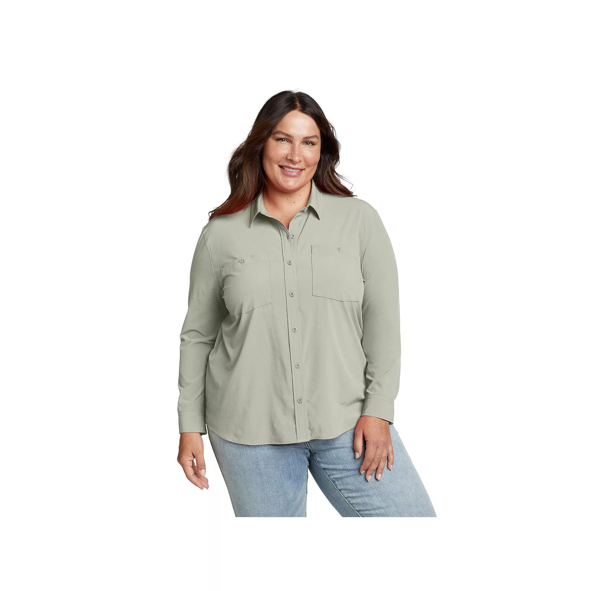 Plus Size Eddie Bauer Departure 3.0 Long Sleeve Collared Button Down Shirt, Women's, Size: 3XL, Black Product Image