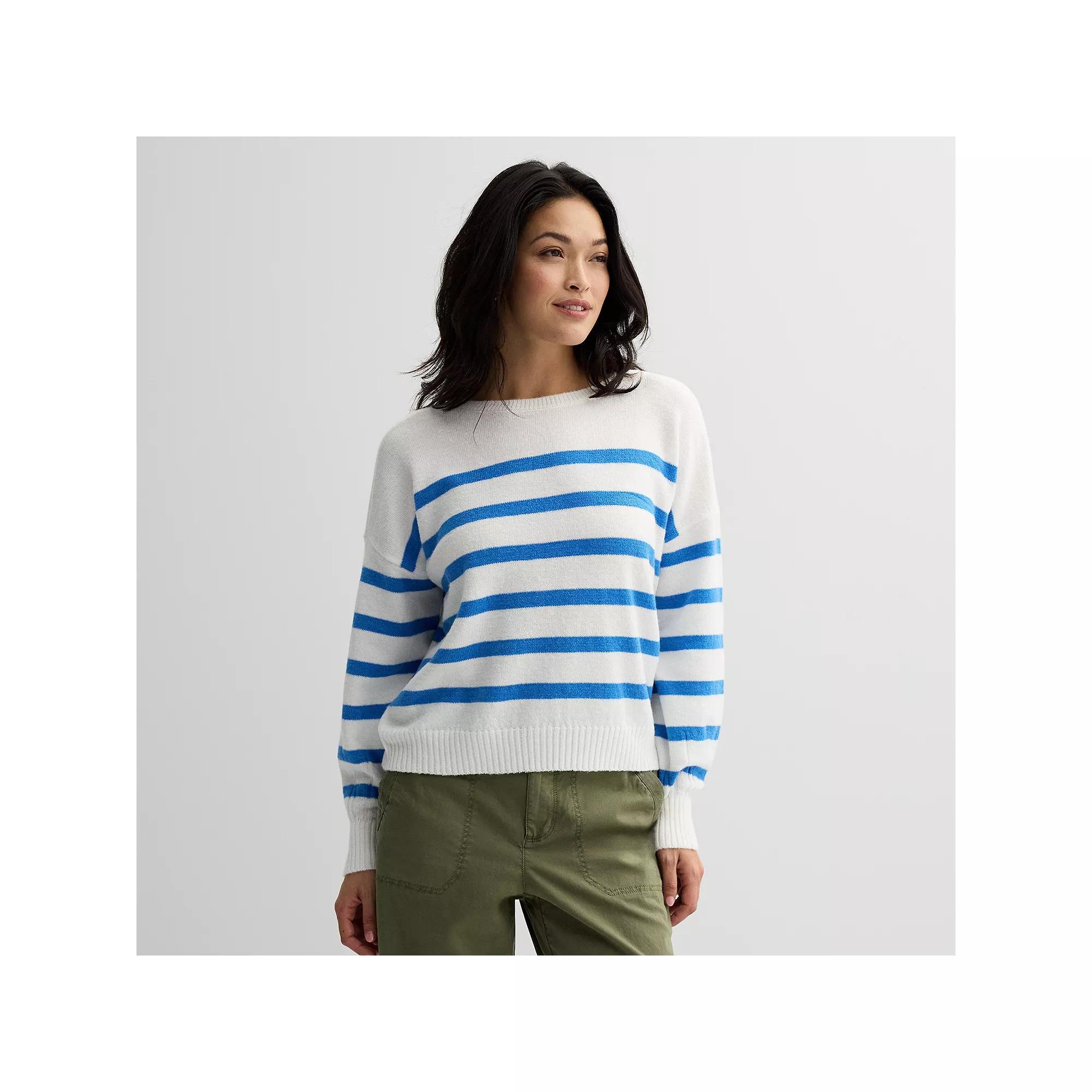 Women's Sonoma Goods For Life® Balloon Sleeve Sweater, Size: Small, Ivory Cerulean Stripe Product Image