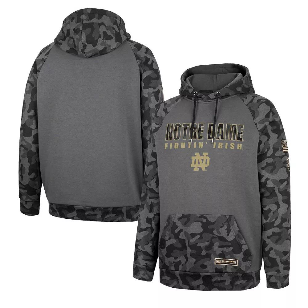 Men's Colosseum Charcoal Oklahoma State Cowboys OHT Military Appreciation Camo Stack Raglan Pullover Hoodie,  Product Image