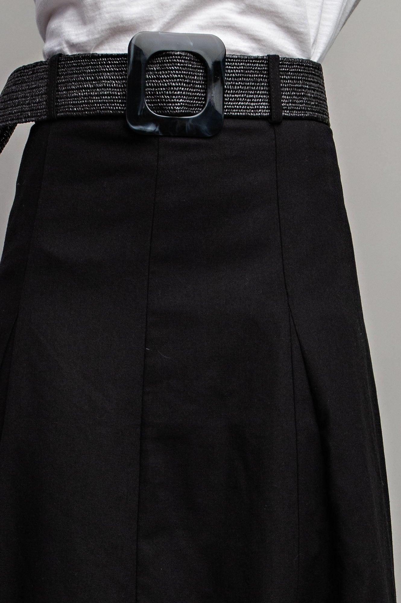 Maxi Flare Skirt With Trim Belt Product Image