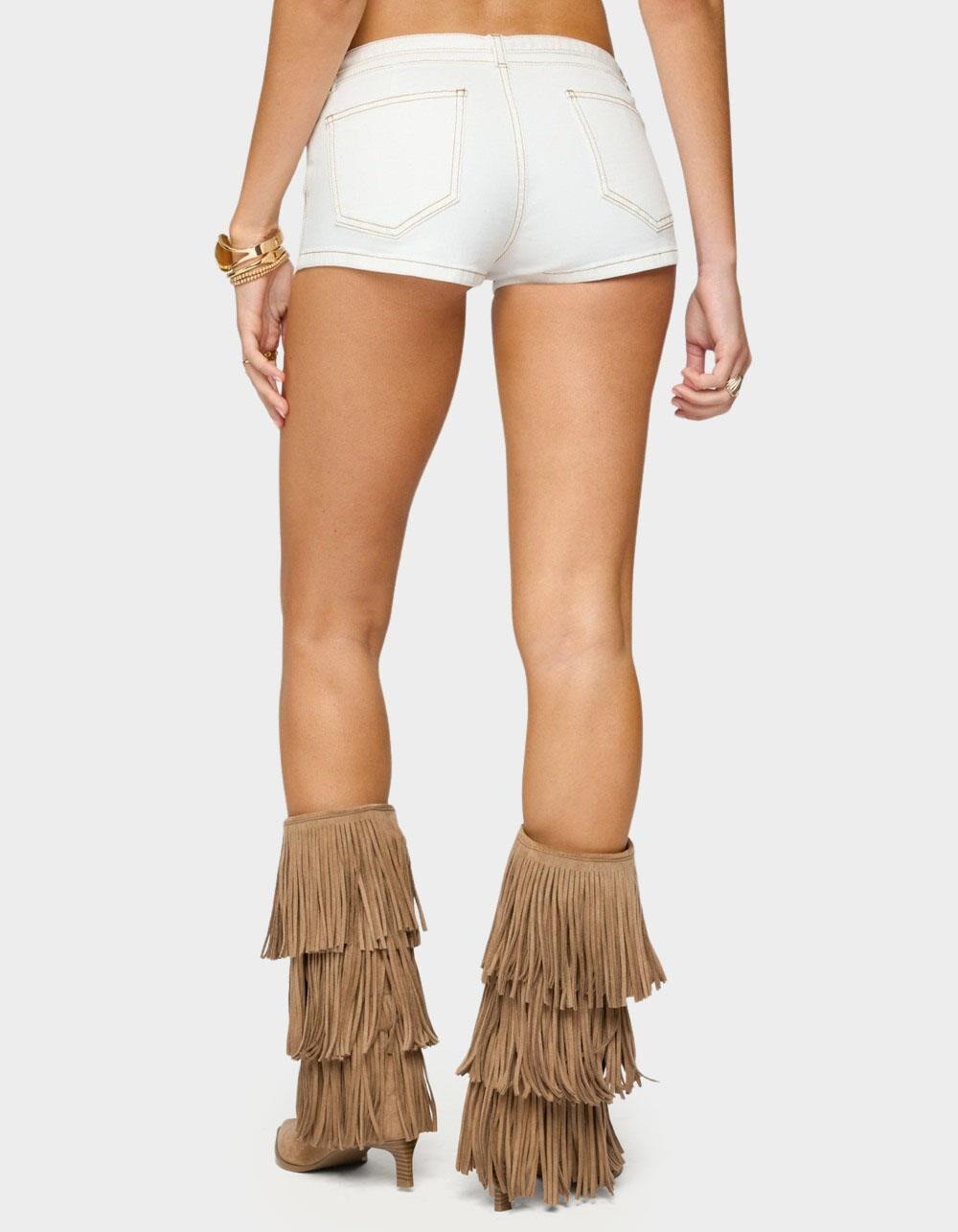 EDIKTED Ciel Low Rise Denim Micro Shorts - WHITE Product Image