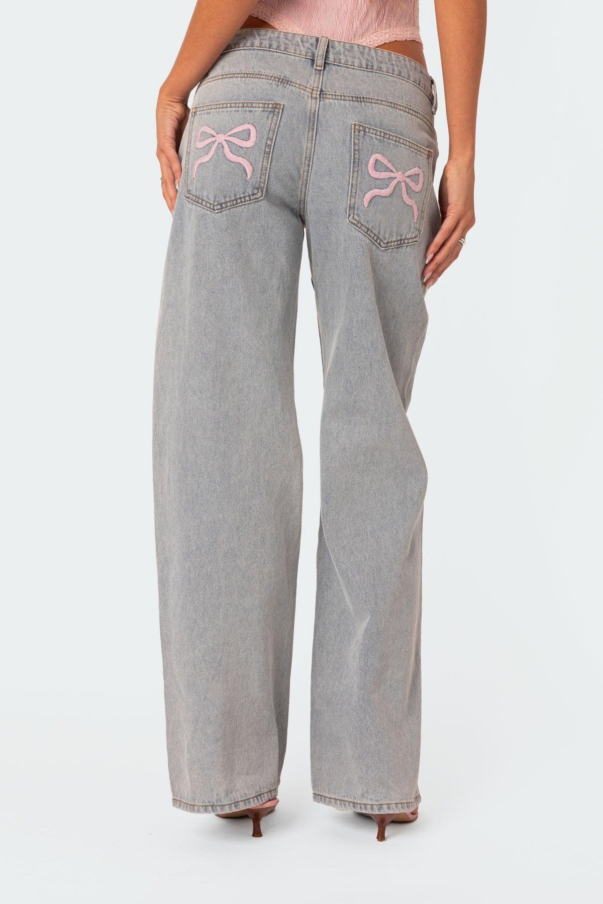 Bow Pocket Relaxed Jeans Product Image