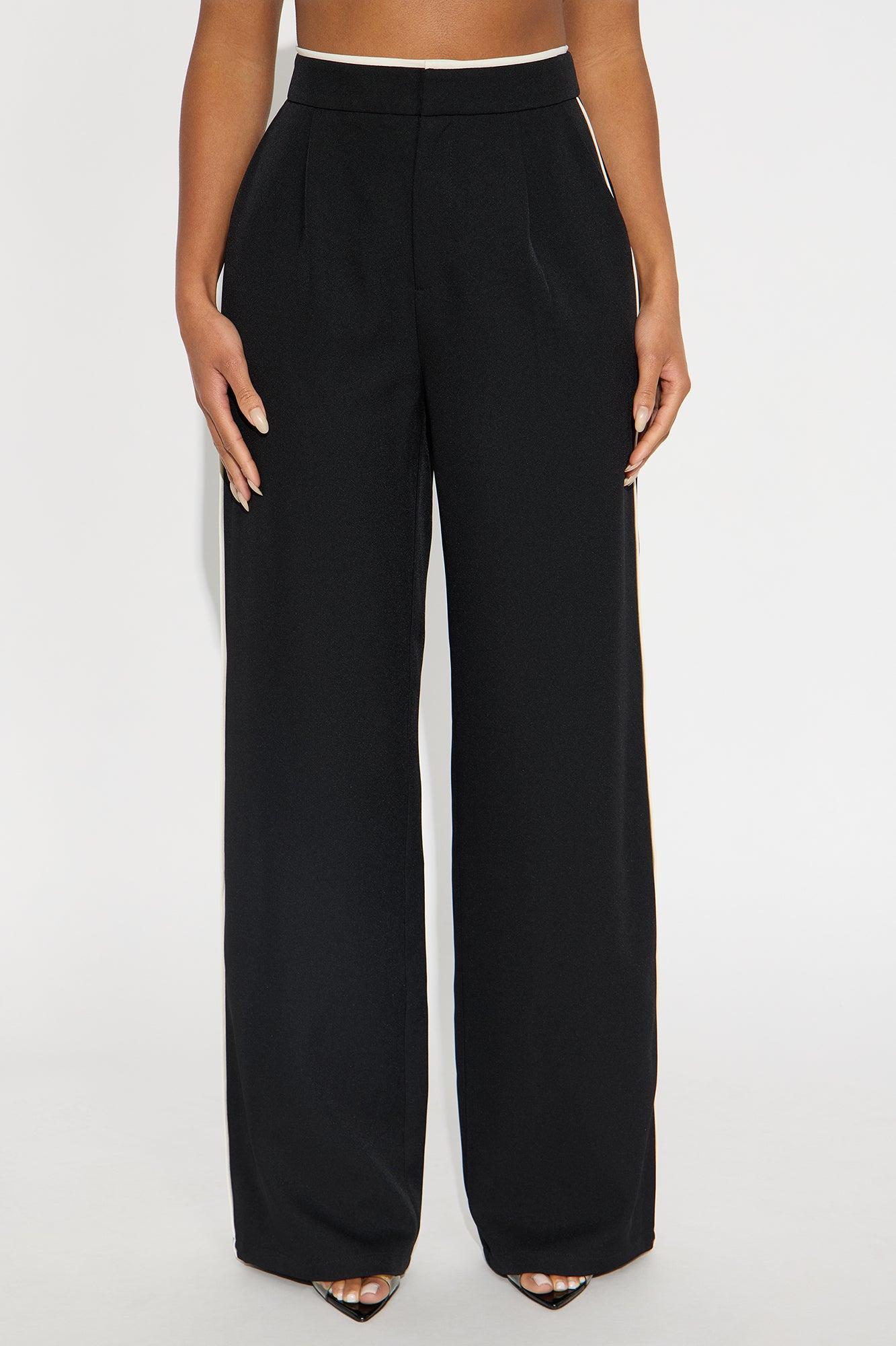 Faye Wide Leg Trouser Pants - Black/combo Female Product Image