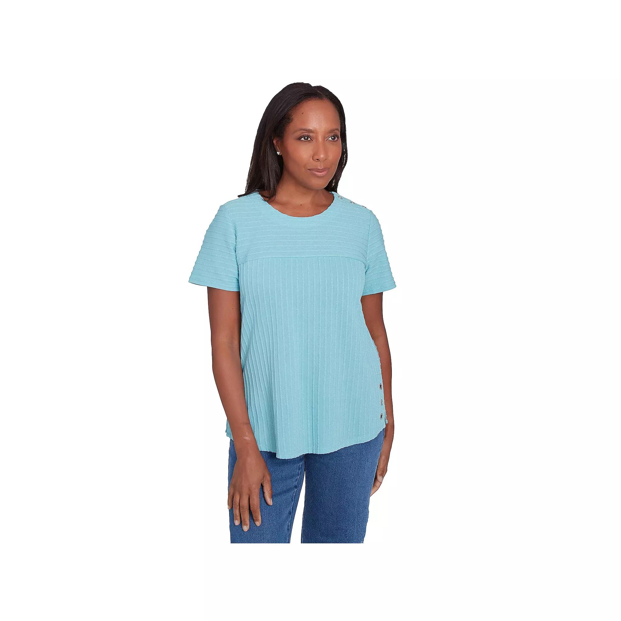 Women's Alfred Dunner Solid Textured Short Sleeve Tee,  Product Image