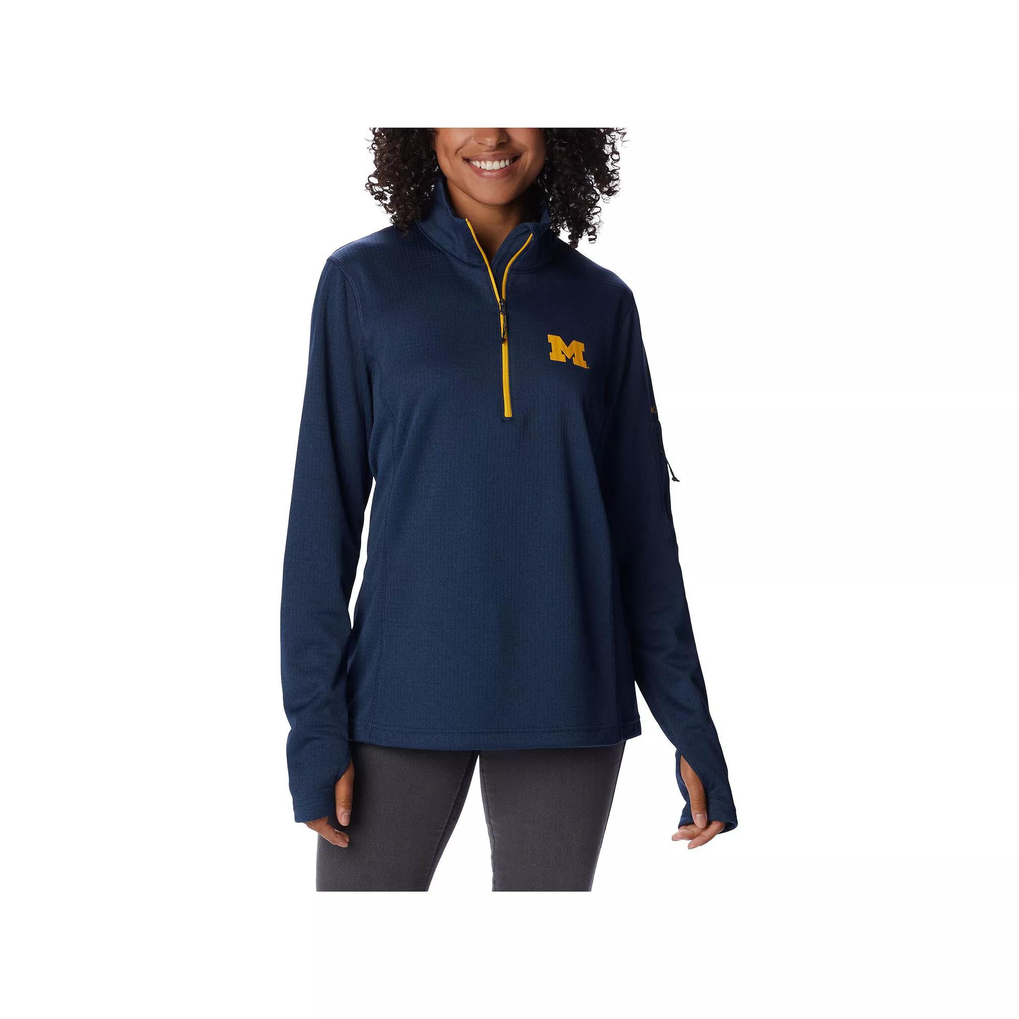 Women's Columbia Navy Michigan Wolverines Park View Omni-Wick Half-Zip Top,  Product Image