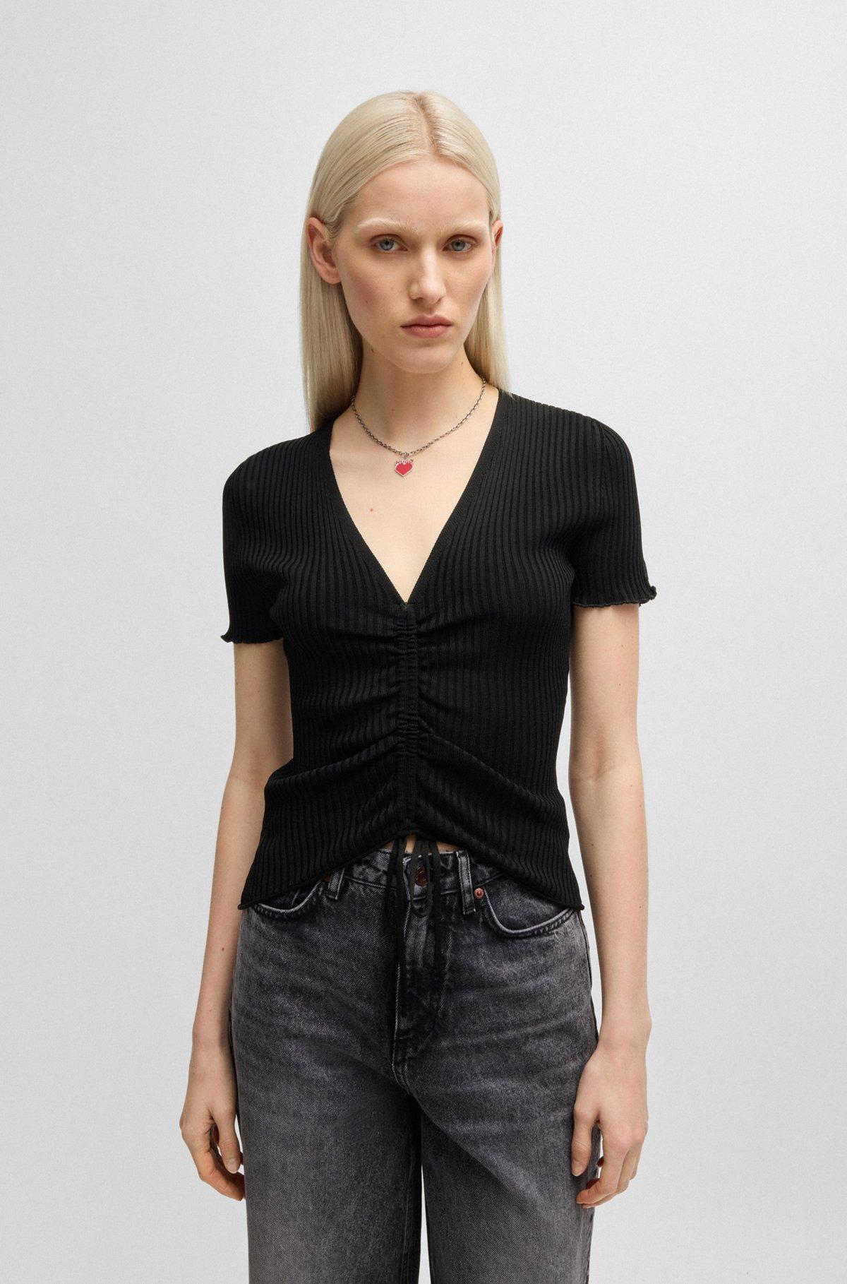 V-neck top with gathered front Product Image