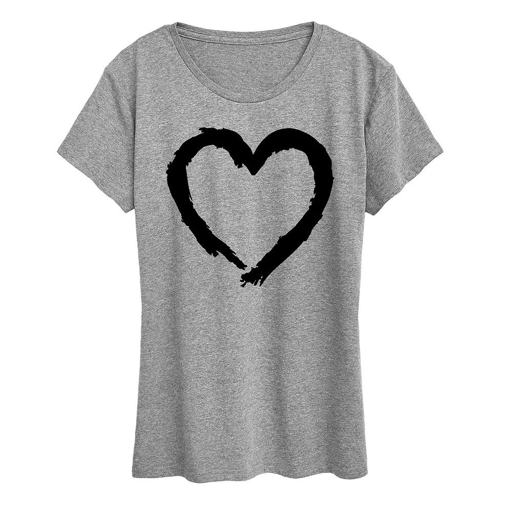Women's Paintbrush Stroke Heart Graphic Tee,  Product Image
