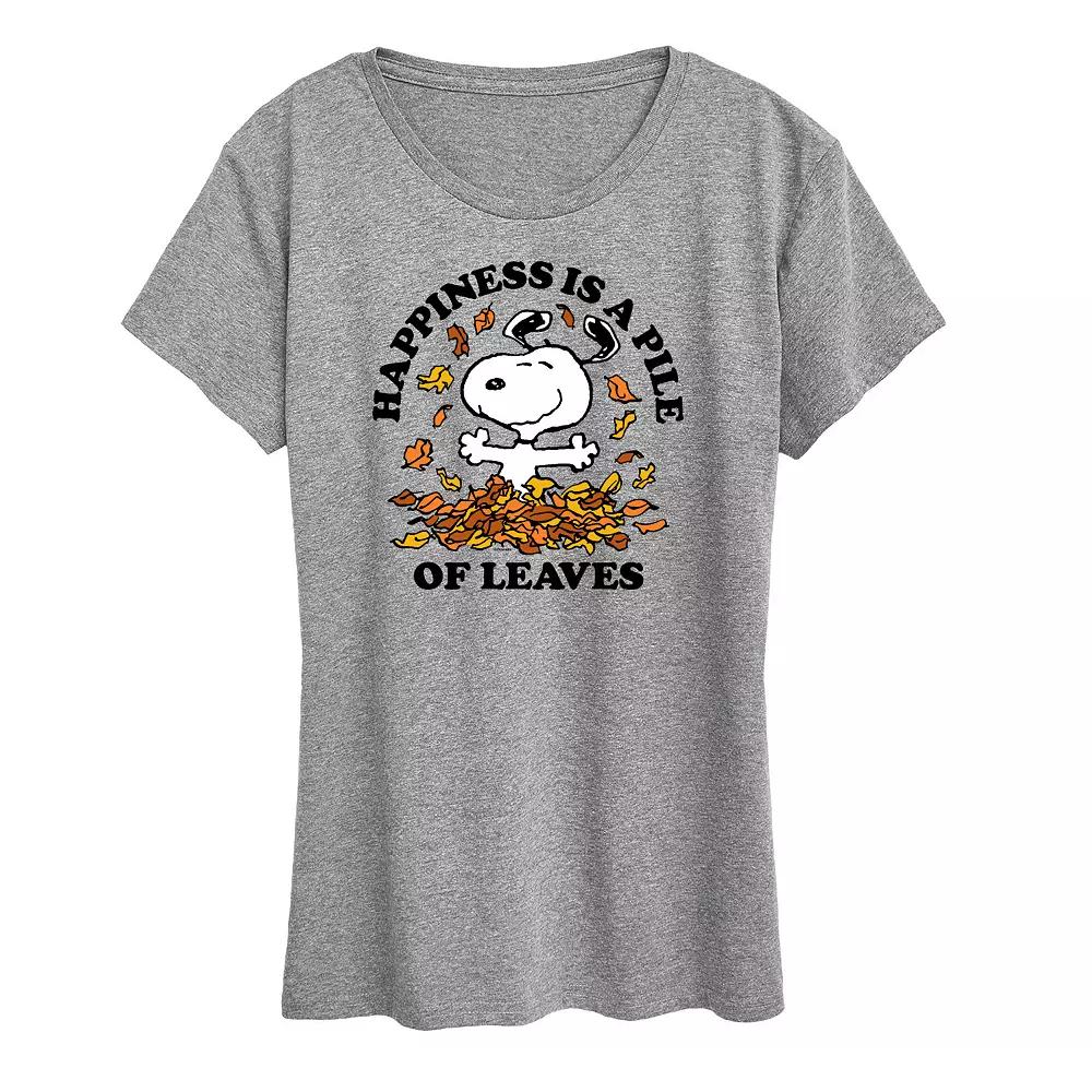 Women's Peanuts Snoopy Pile Of Leaves Graphic Tee, Girl's,  Product Image
