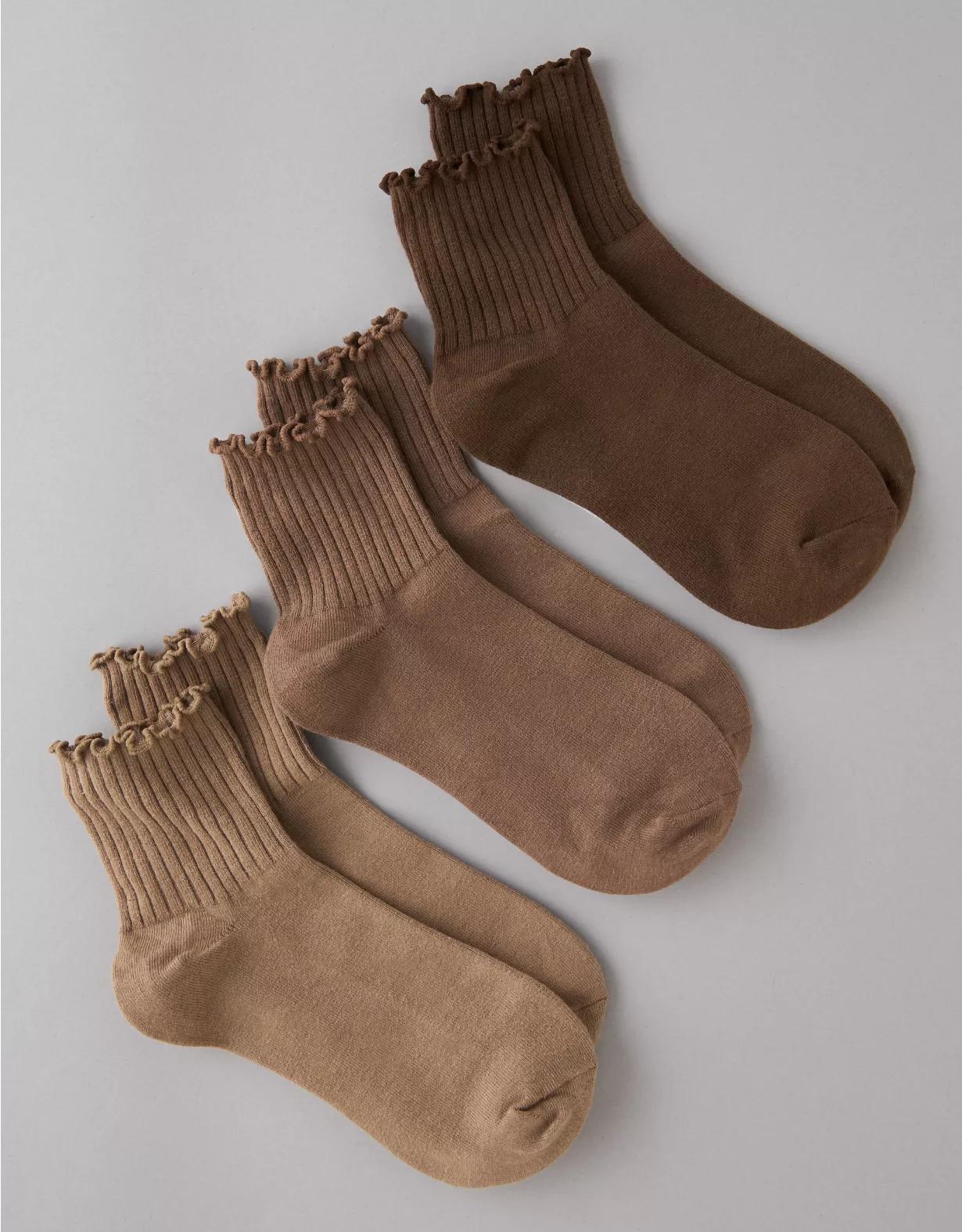 AE Ruffle Boyfriend Socks 3-Pack Product Image