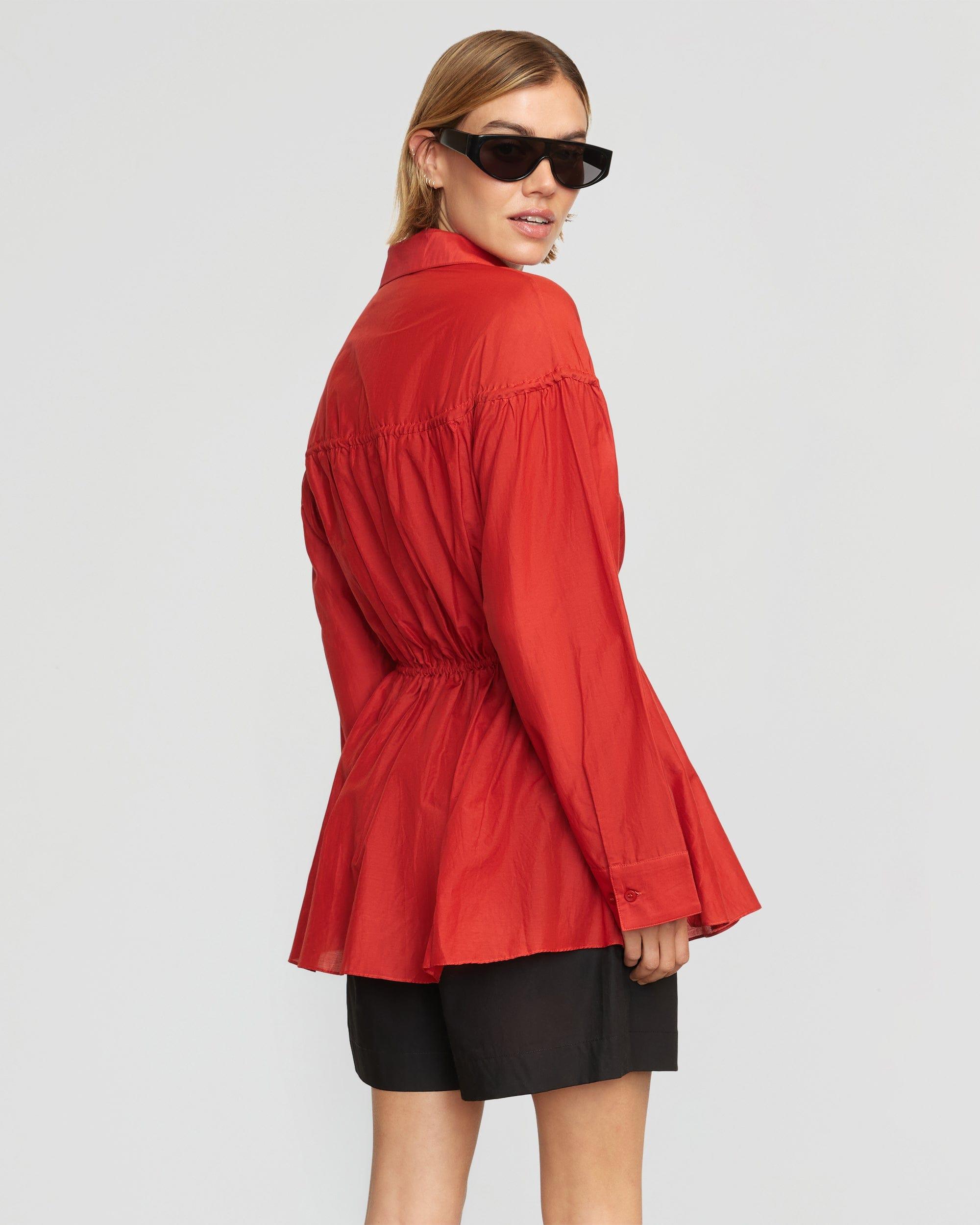 Kia Tie-Front Cotton-Silk Tunic Blouse Product Image