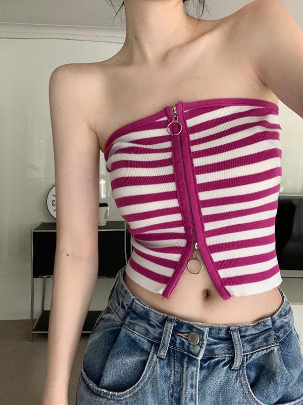 Striped Print Bandeau Top Product Image