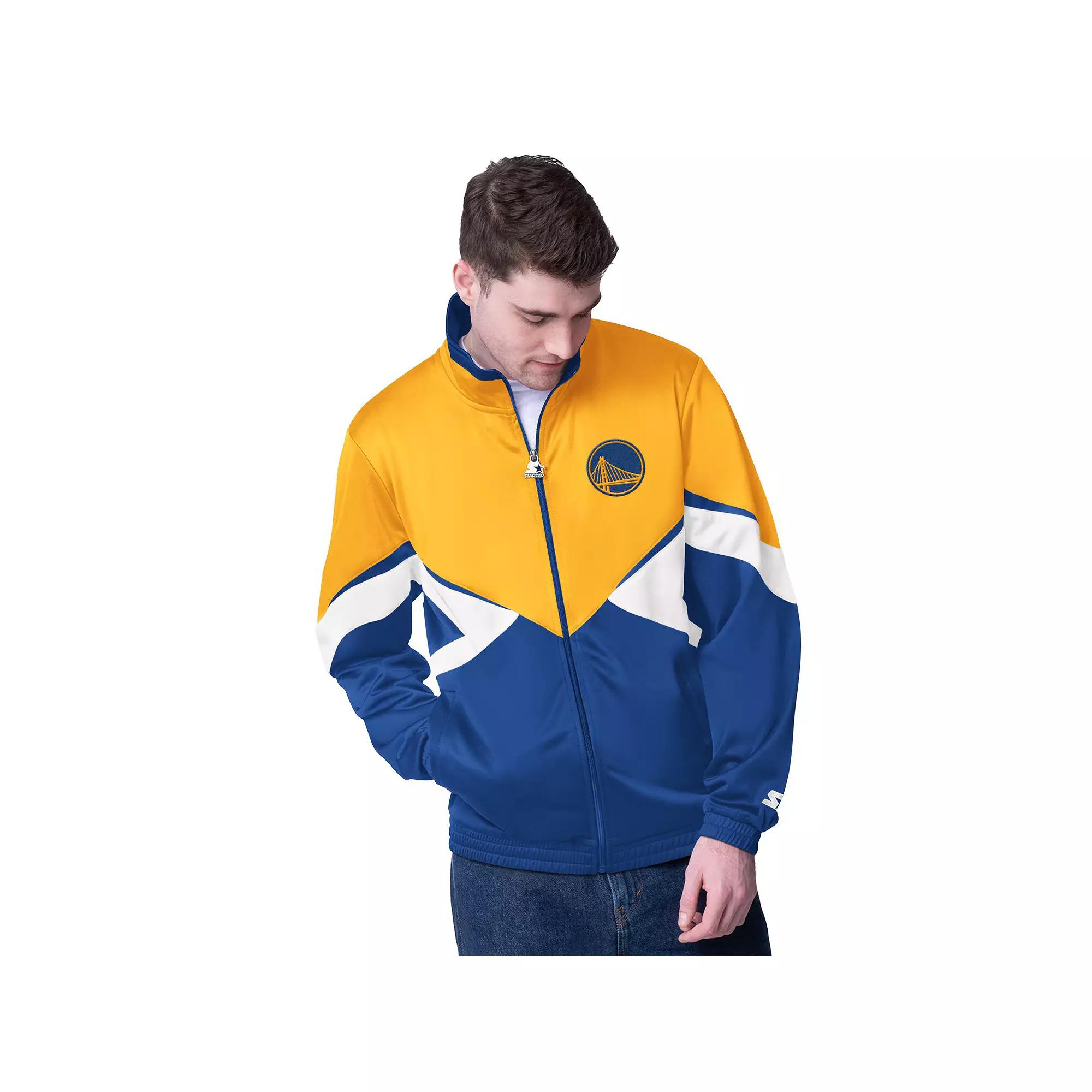 Men's Starter Gold/Royal Golden State Warriors Rush Applique Full-Zip Track Jacket, Size: 2XL Product Image