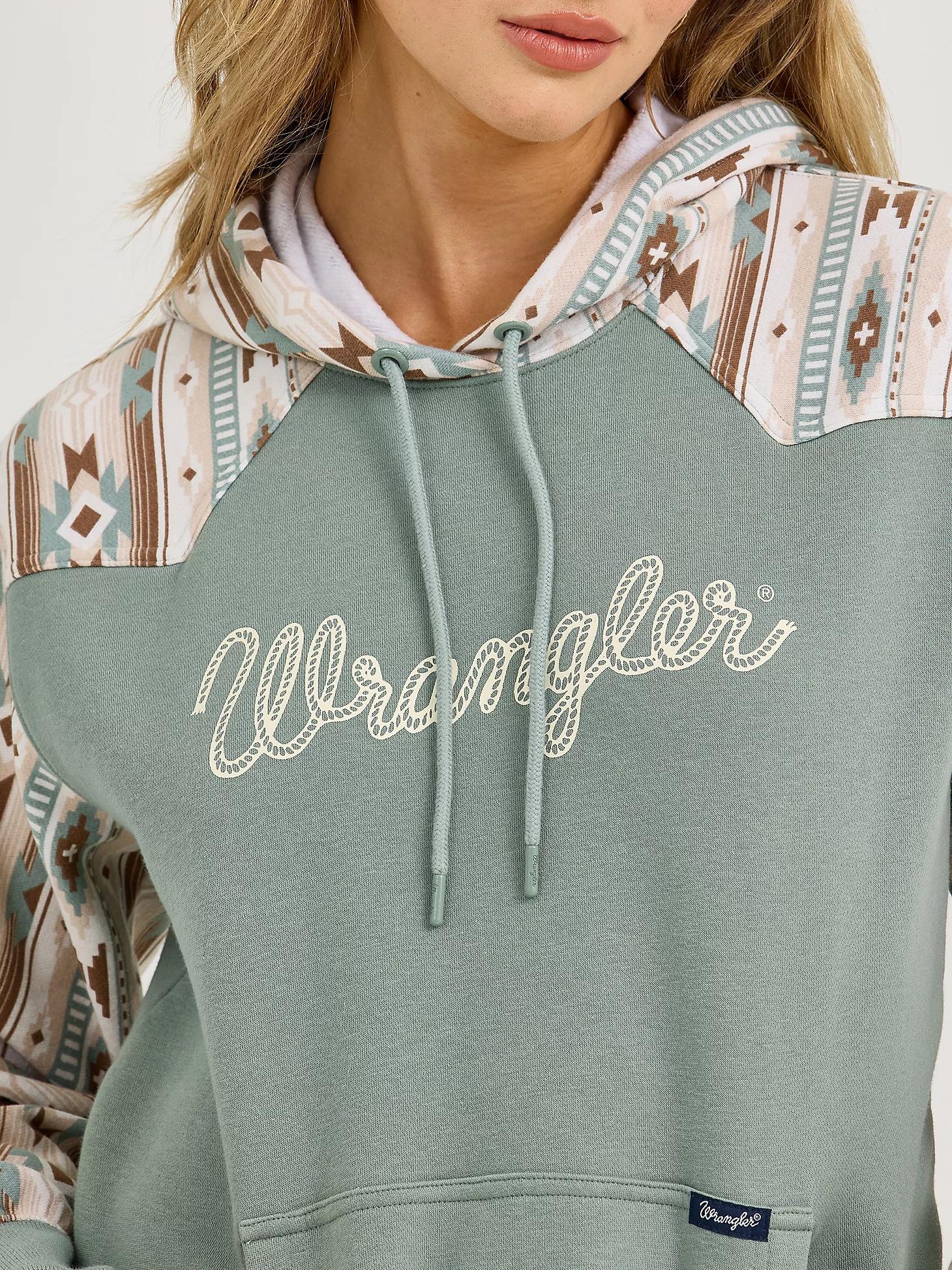 Women's Wrangler Logo Southwestern Yoke Pullover Hoodie | Women's TOPS | Wrangler® Product Image
