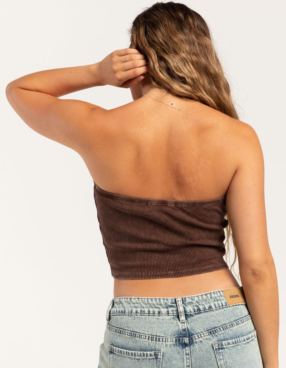 RSQ Womens Washed Cinch Tube Top - BROWN Product Image