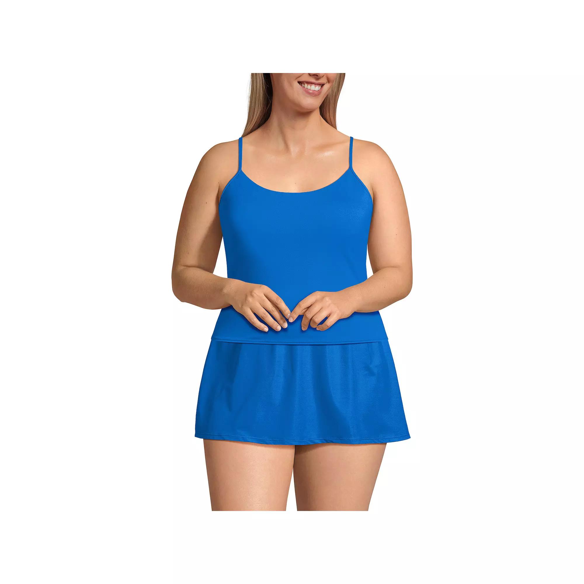 Plus Size Lands' End Adjustable Strappy Back Tankini Top, Women's, Size: 22 W, Black Product Image