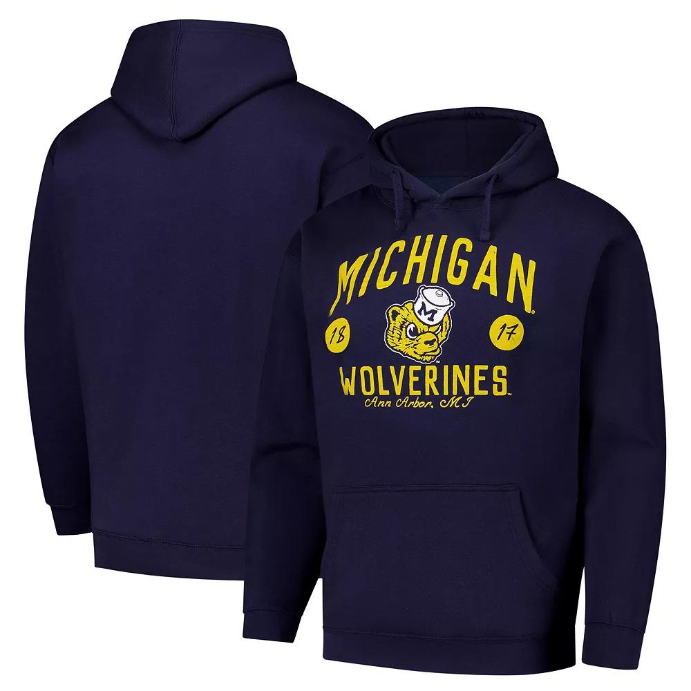Men's League Collegiate Wear Navy Michigan Wolverines Bendy Arch Essential 2.0 Pullover Hoodie, Size: Medium, Blue Product Image