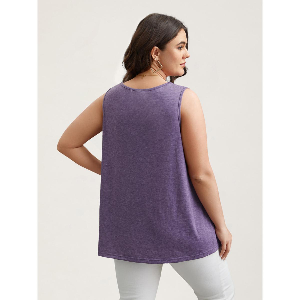 Plus Size Solid Pleat Front V-Neck Vest Women Heather Casual Gathered V-neck Everyday Tank Tops Camis BloomChic 28/5X Product Image