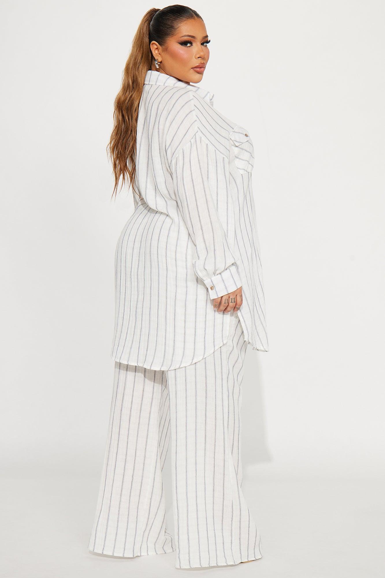The Perfect Striped Pant Set - White/combo Product Image