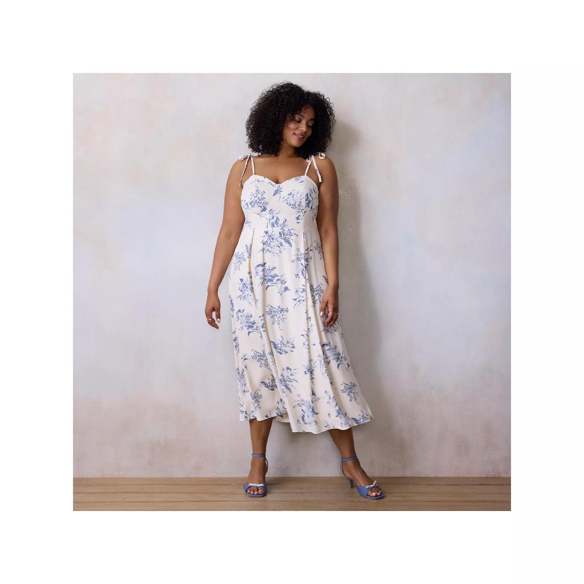 Plus Size LC Lauren Conrad Sweetheart Neck Tea Length Dress, Women's, Size: 2XL, Ivory Belle Toile Product Image