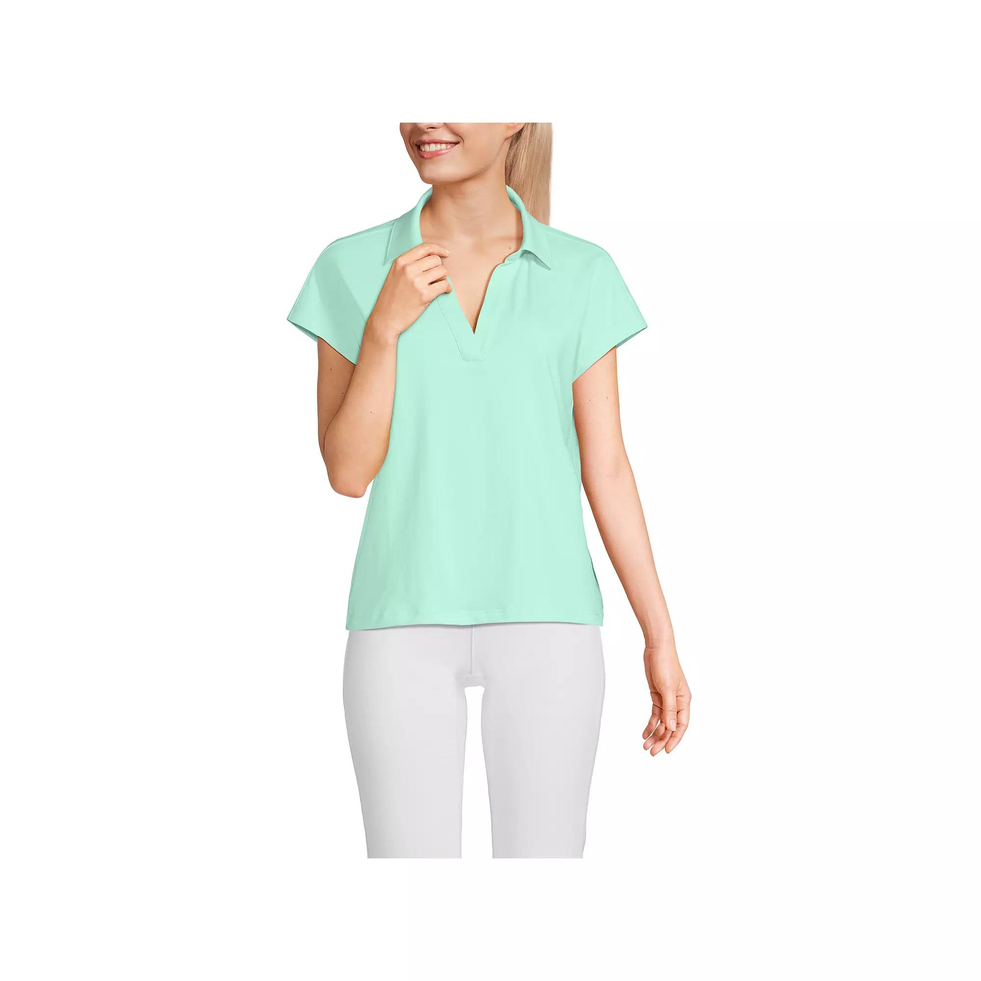 Women's Lands' End Johnny Collar Short Sleeve Polo,  Product Image