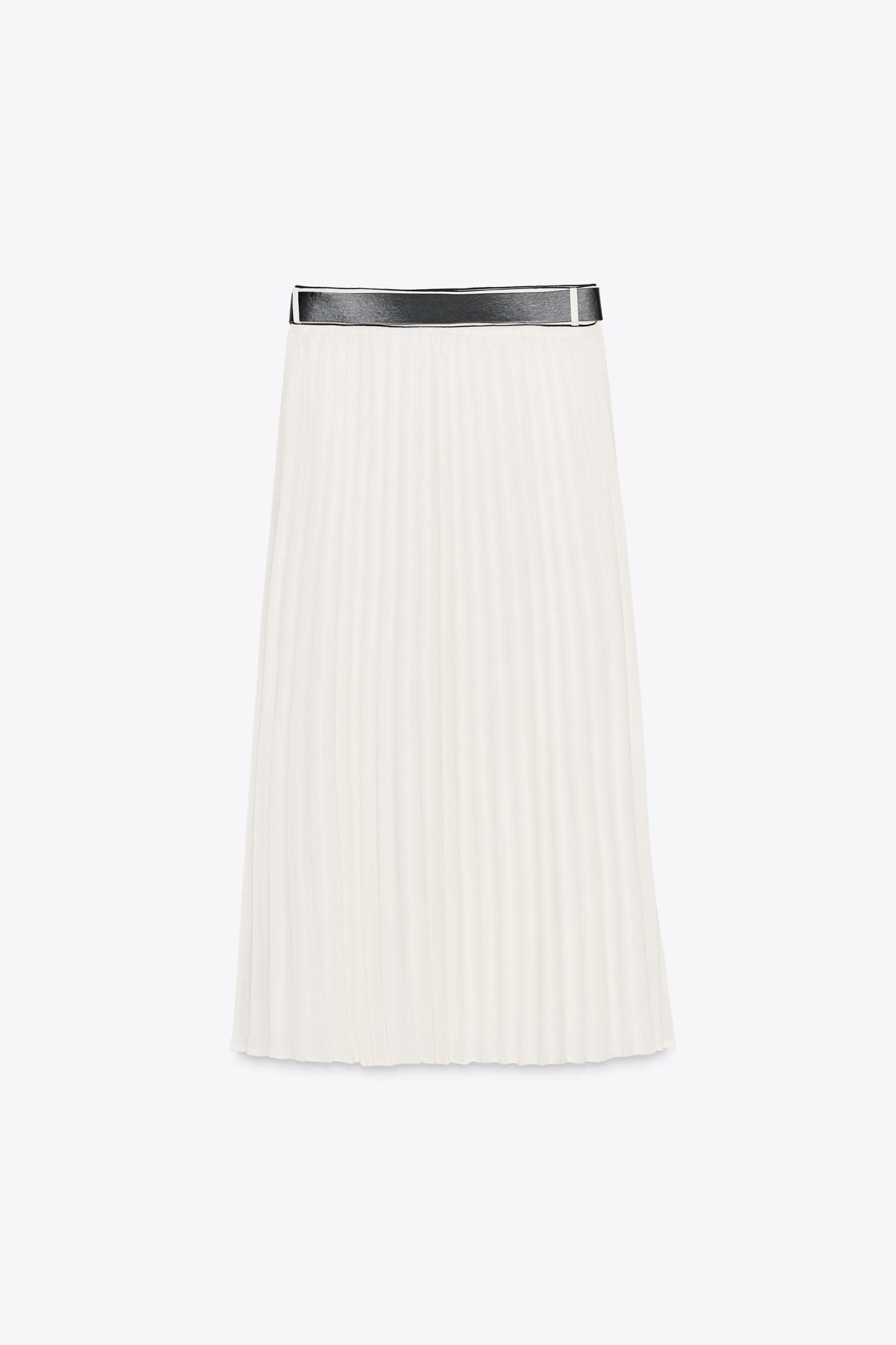 BELTED PLEATED MIDI SKIRT Product Image