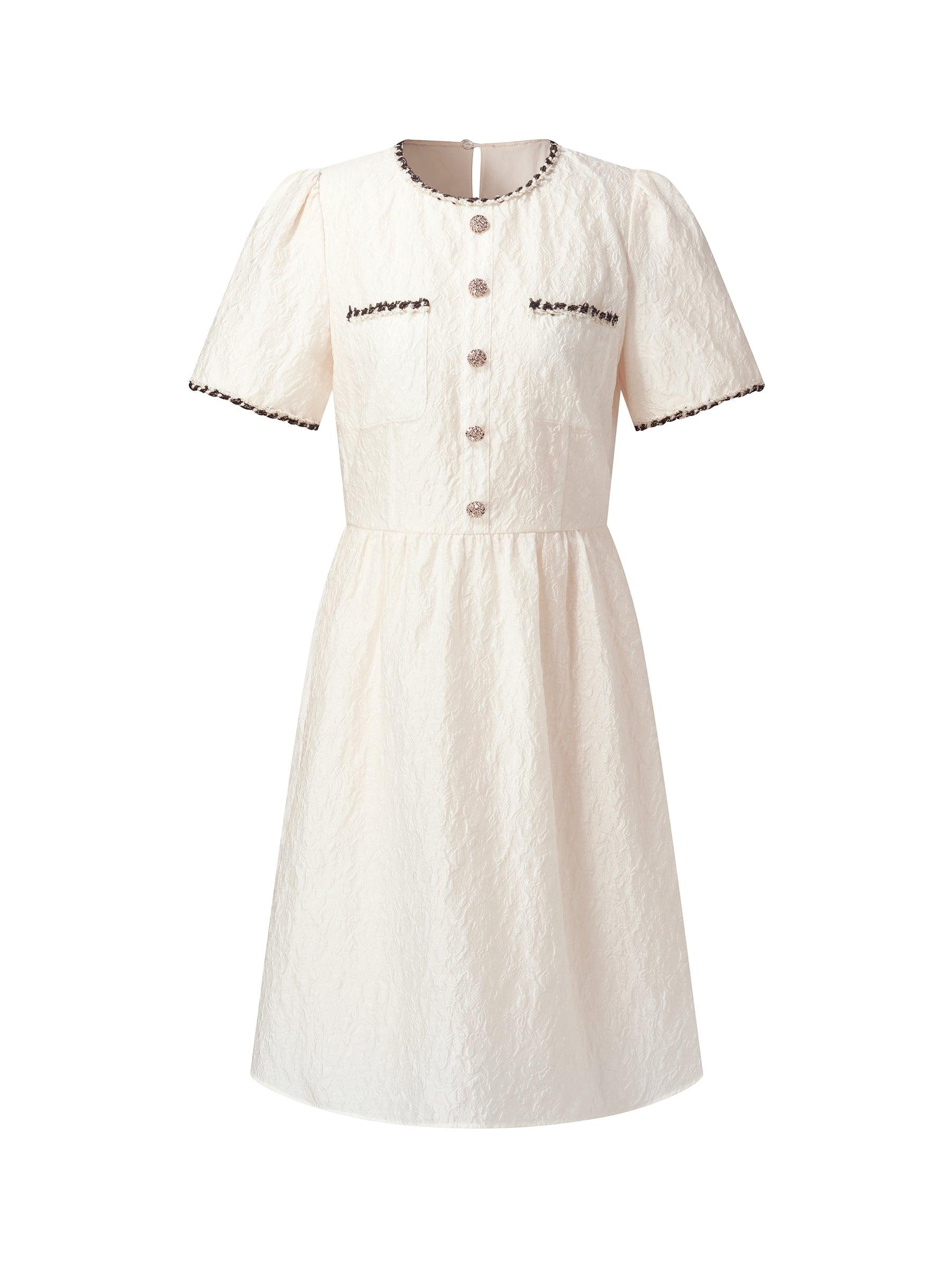 Jacquard Round Neck Women Mini Dress Product Image