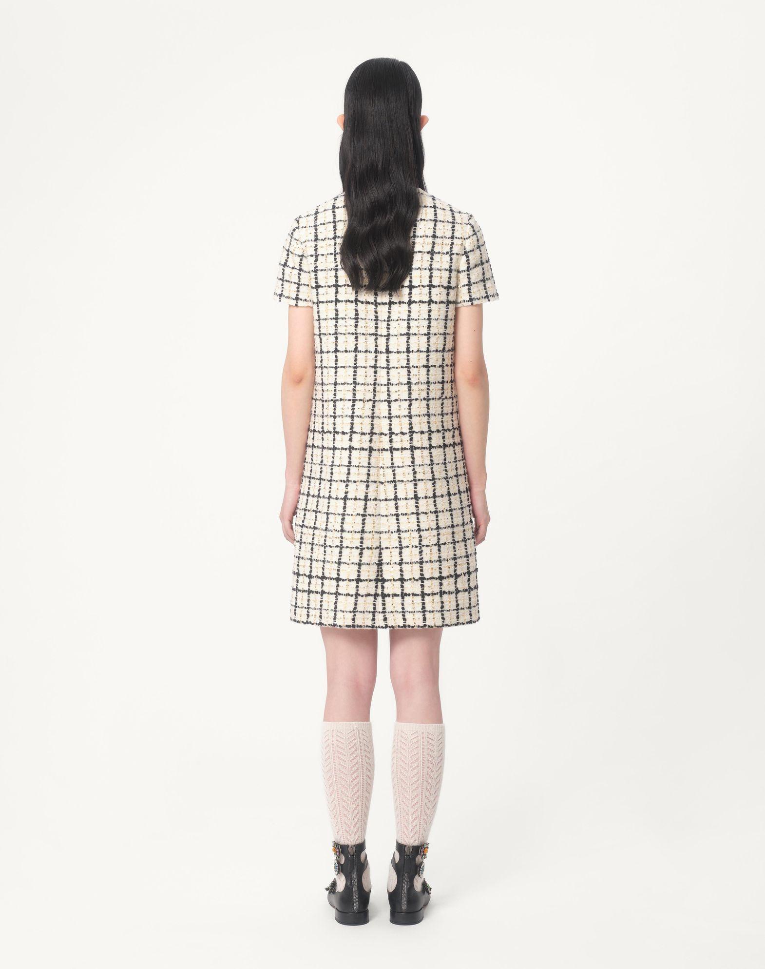 Embroidered Short Dress In Tweed Check Pailettes Product Image