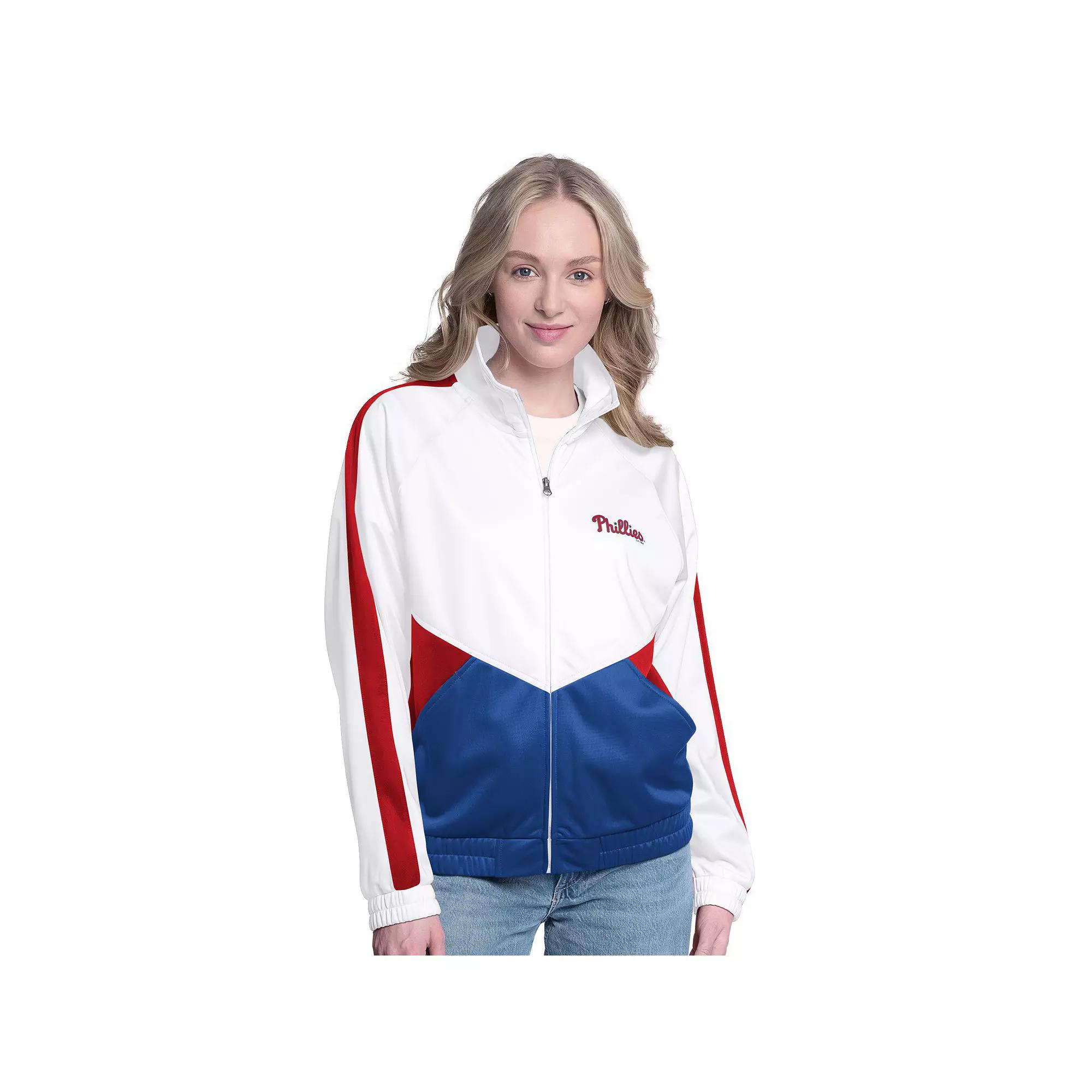Women's G-III Sports by Carl Banks White/Red St. Louis Cardinals Rally Rhinestone Raglan Full-Zip Track Jacket,  Product Image