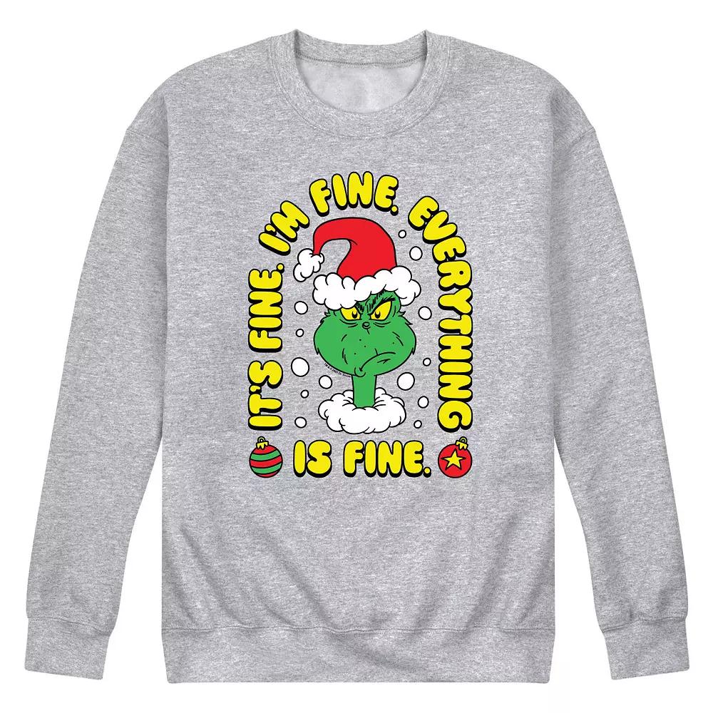 Men's Dr. Seuss The Grinch Everything Is Fine Fleece Sweatshirt,  Product Image