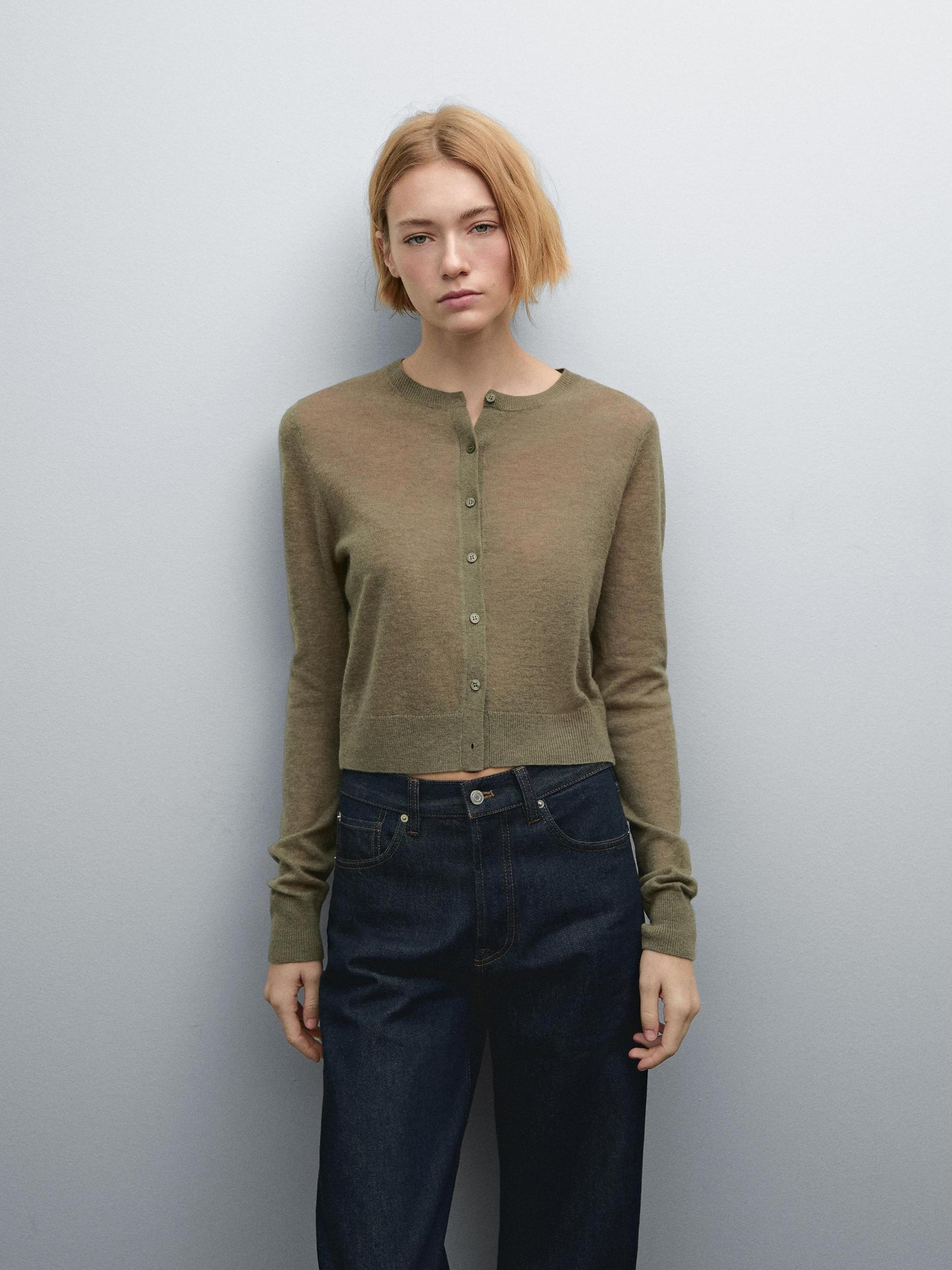 100% wool cutwork cardigan Product Image