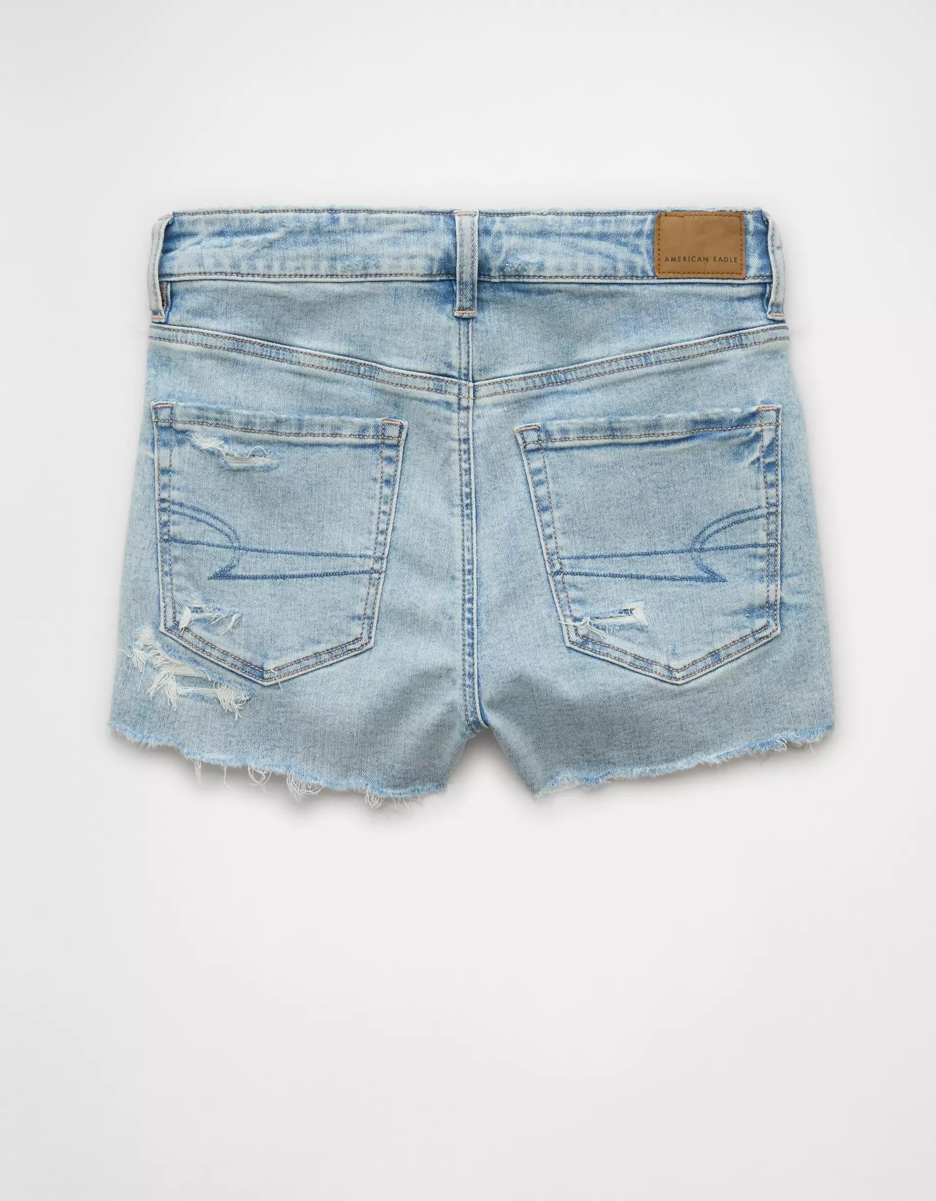 AE Next Level Patched Super High-Waisted Denim Short Short Product Image