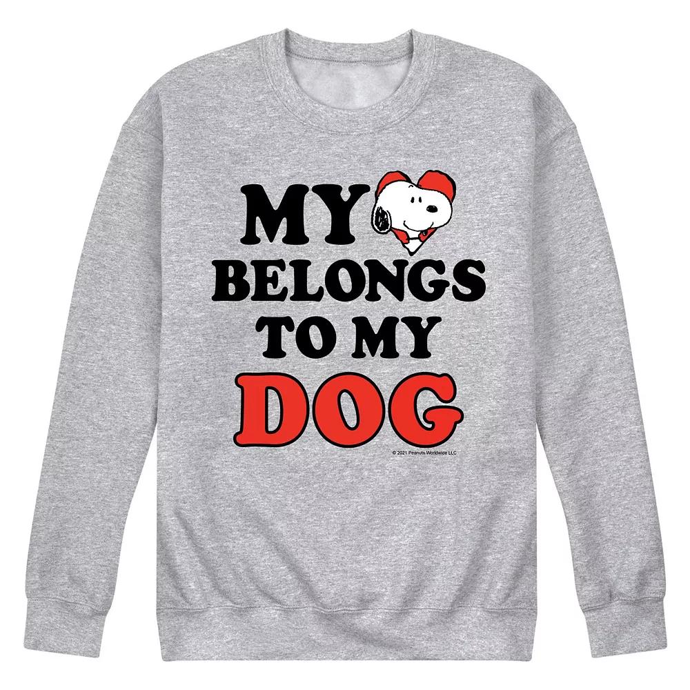 Men's Peanuts Heart Belongs Dog Fleece Sweatshirt,  Product Image