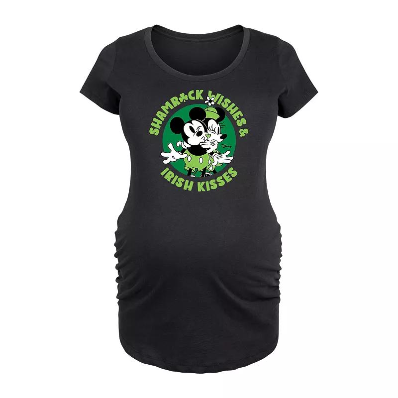 Disneys Mickey & Minnie Mouse Maternity Shamrock Wishes Irish Kisses Graphic Tee, Womens Product Image