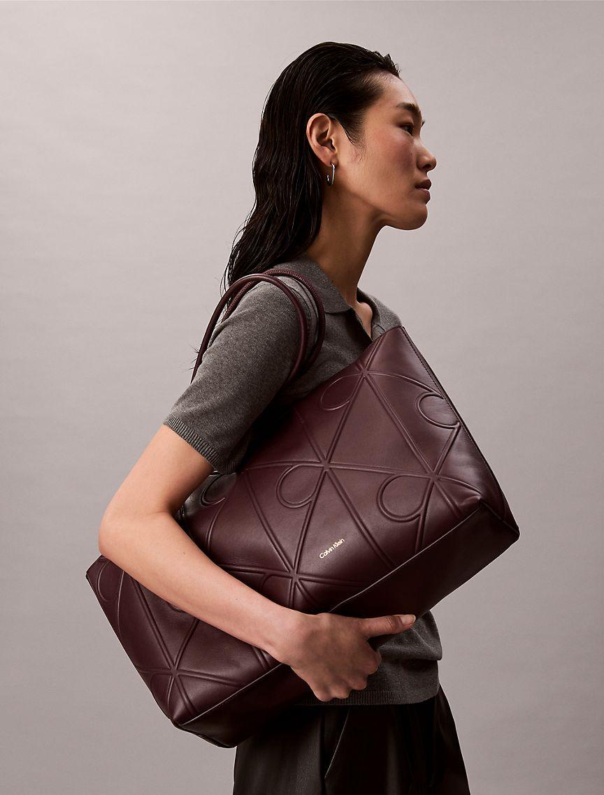 Embossed Allover Monogram Logo Tote Bag Product Image