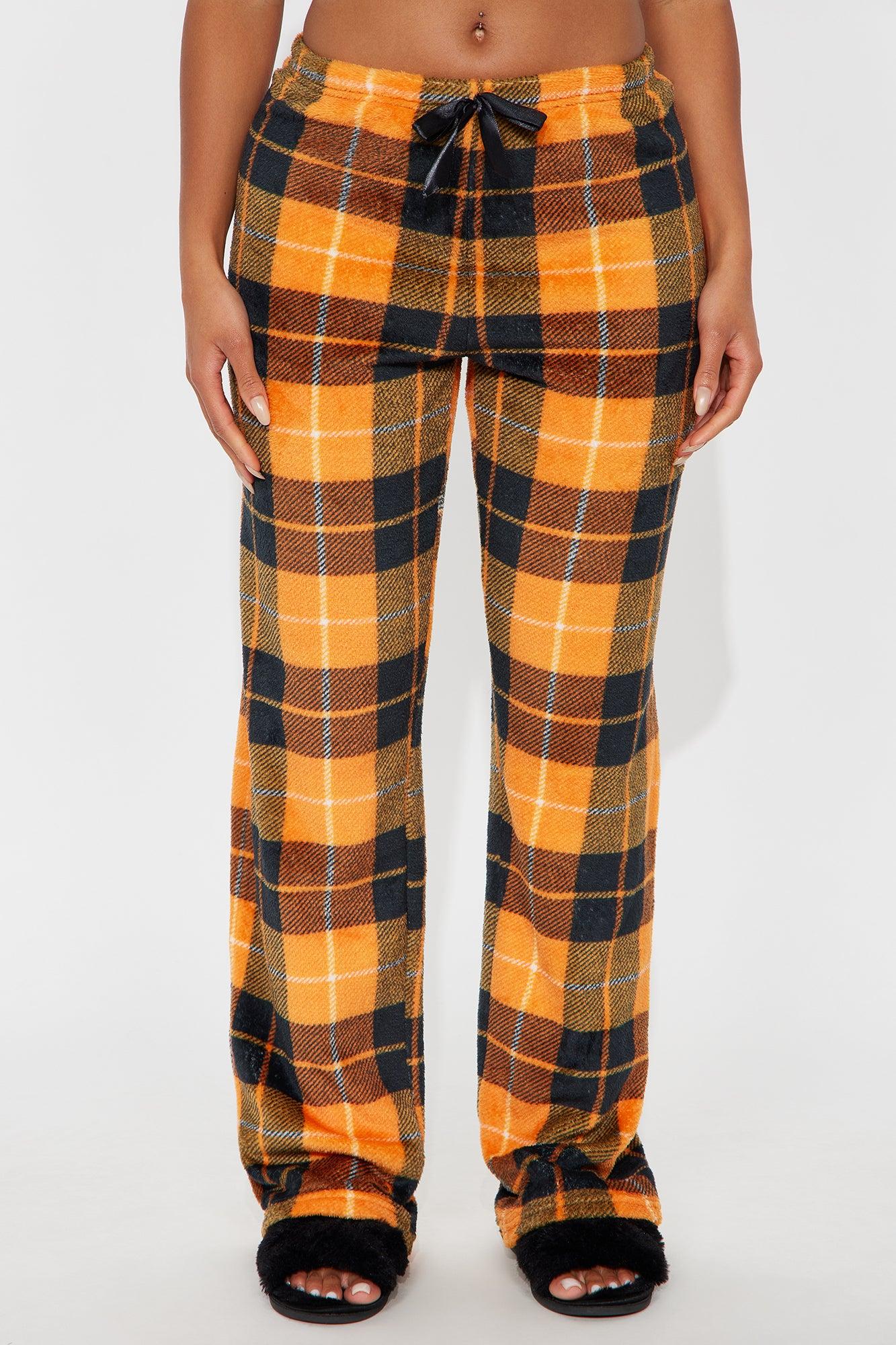 Autumn Vibes Plush PJ Pants - Orange/combo Female Product Image