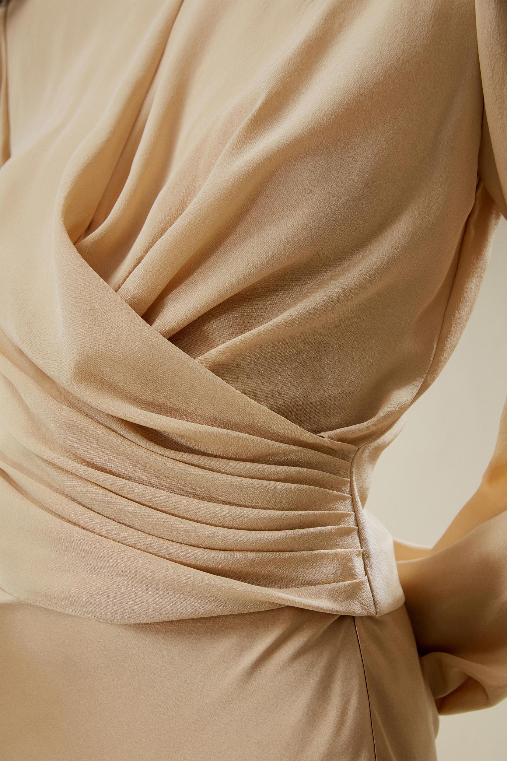 Nipped Waist Crêpe de Chine Blouse Product Image