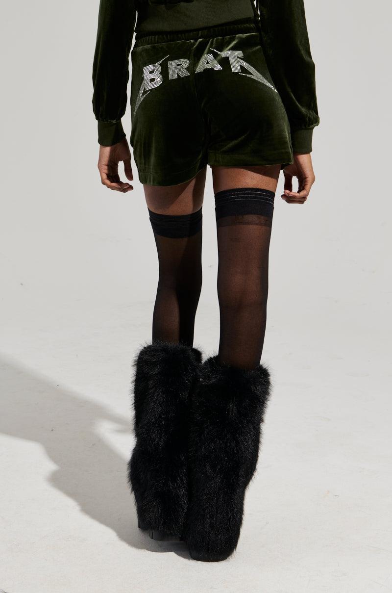 BRAT RHINESTONE VELVET SHORT Product Image