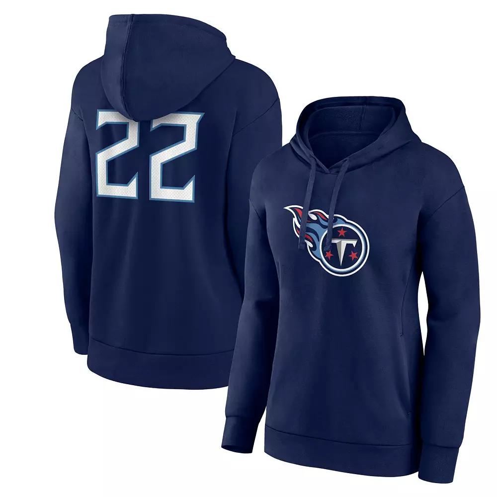 Women's Fanatics Branded Derrick Henry Navy Tennessee Titans Player Icon Name & Number Pullover Hoodie, Size: Small, Blue Product Image