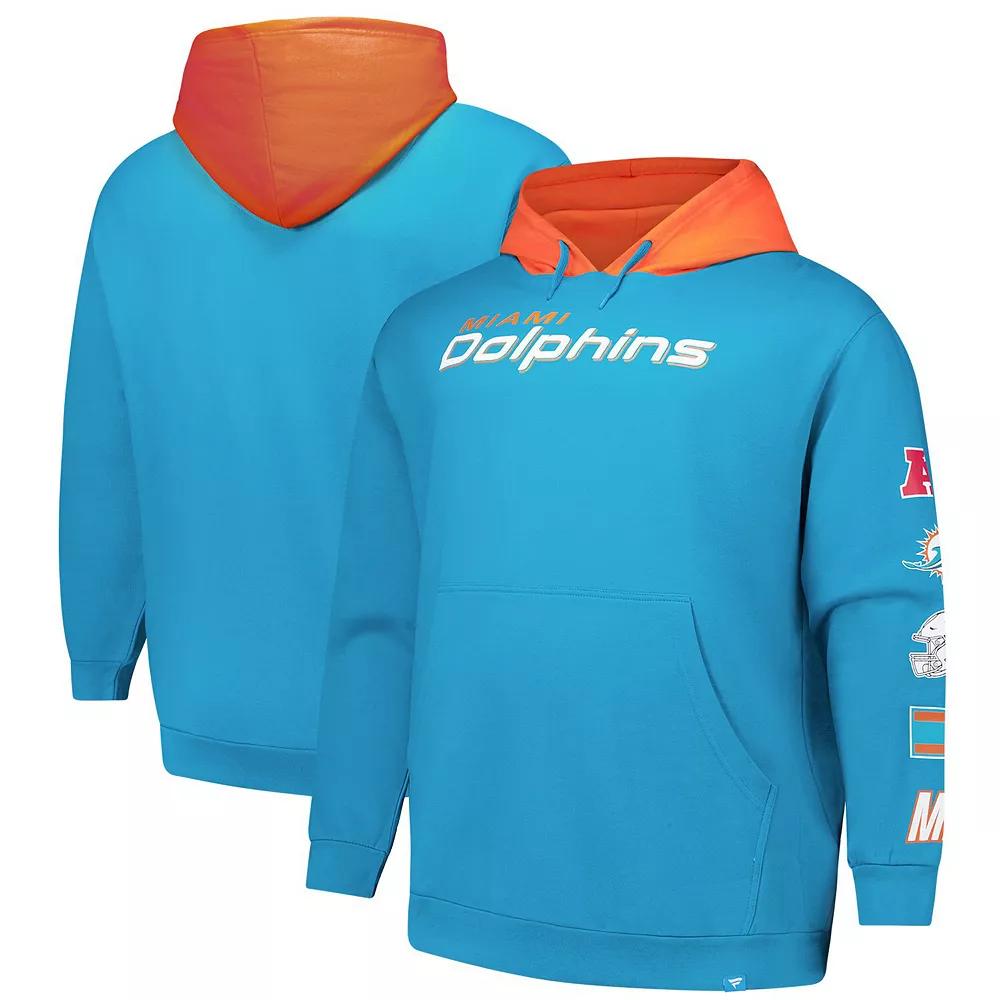 Men's Fanatics Aqua Miami Dolphins Big & Tall Patched Out Pullover Hoodie,  Product Image