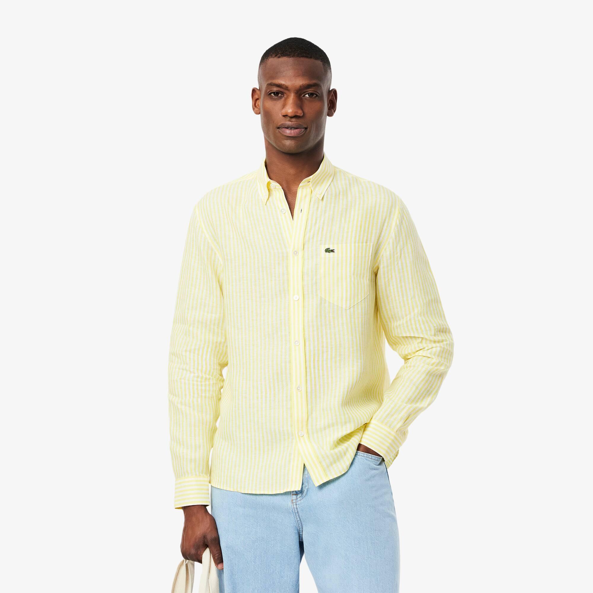 Regular Fit Striped Linen Shirt Product Image